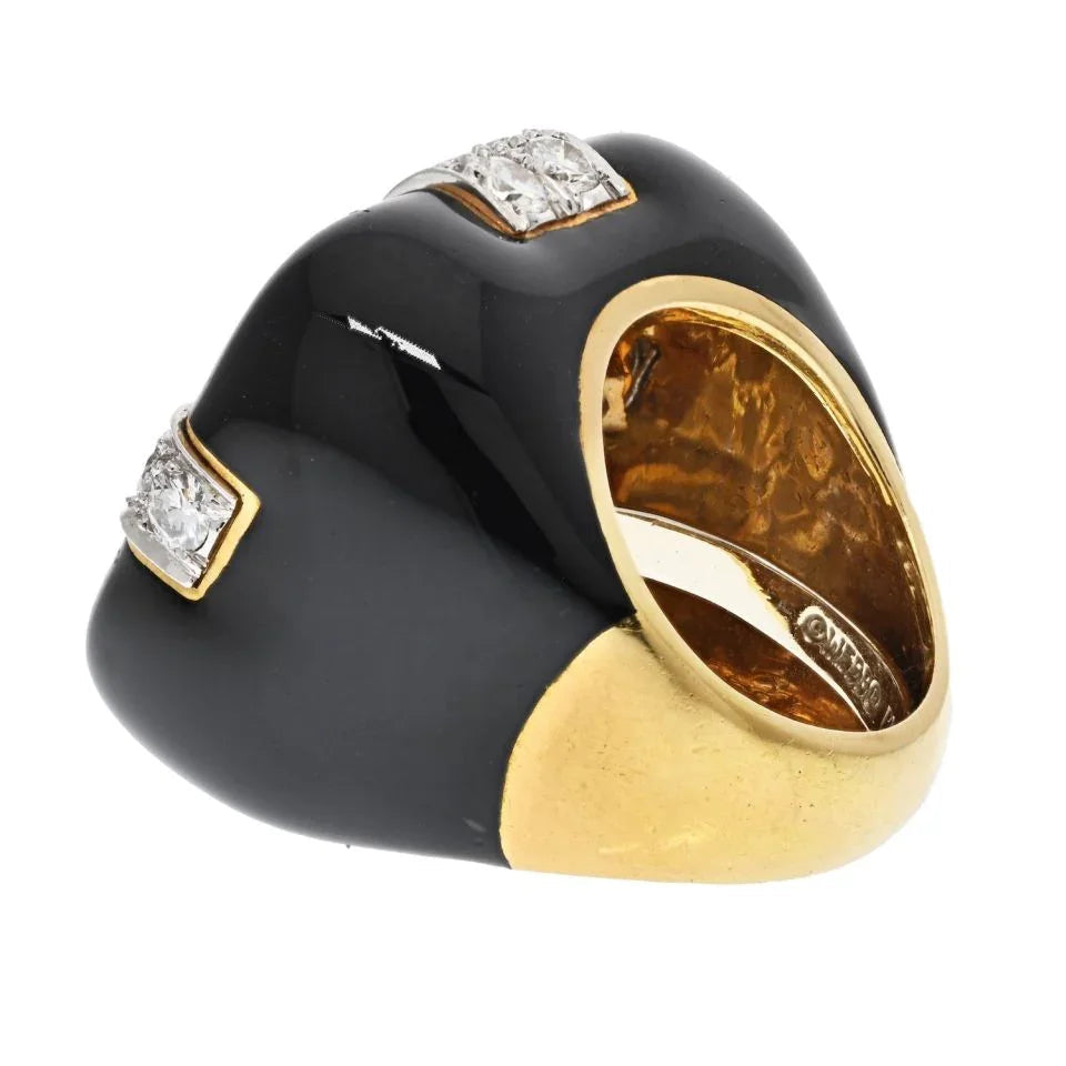 David Webb Platinum & 18K Yellow Gold Checkmate 5.50 Carat Diamond Ring — view 3 — Laura Milman New York