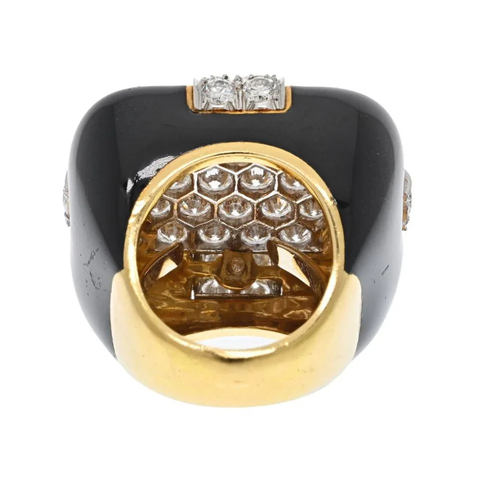 David Webb Platinum & 18K Yellow Gold Checkmate 5.50 Carat Diamond Ring — view 4 — Laura Milman New York