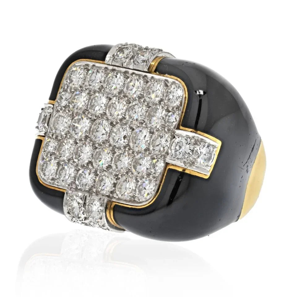 David Webb Platinum & 18K Yellow Gold Checkmate 5.50 Carat Diamond Ring — Laura Milman New York
