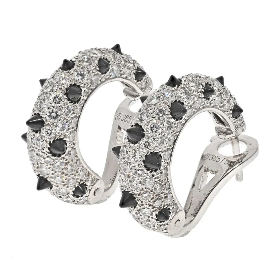 Cartier 18K White Gold Clash Diamond And Black Onyx Earrings — view 2 — Laura Milman New York