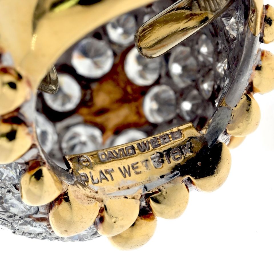 David Webb Platinum & 18K Yellow Gold Diamond Pave Dome Cocktail Ring — view 5 — Laura Milman New York