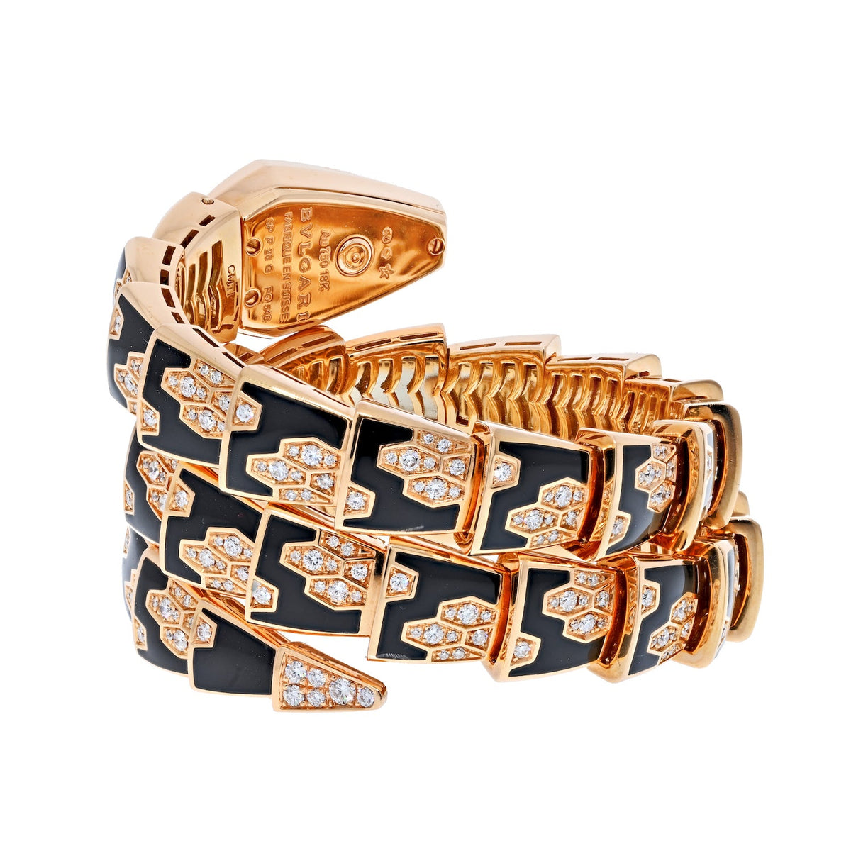Pre-Owned Bvlgari 18K Rose Gold Black Enamel Diamond SP P 26G Ladies Watch view 4 - Bvlgari — Laura Milman New York
