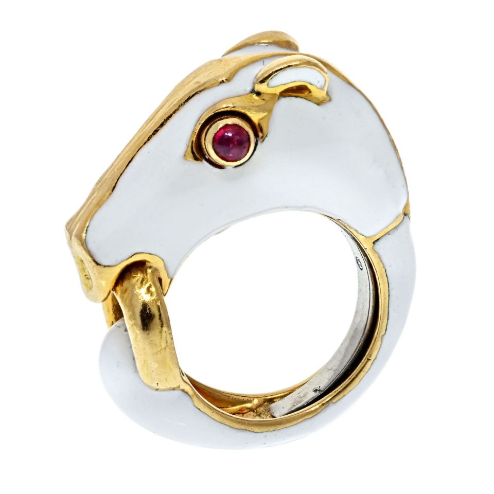 David Webb Estate Ring 18K Yellow Gold and Platinum