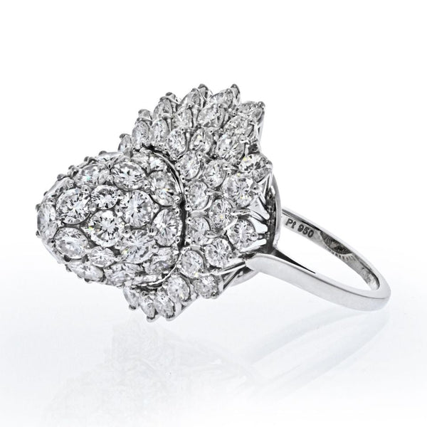 Pre-Owned Cartier Platinum 5.85 Carat Diamond Tulip Vintage Ring view 2 - Cartier