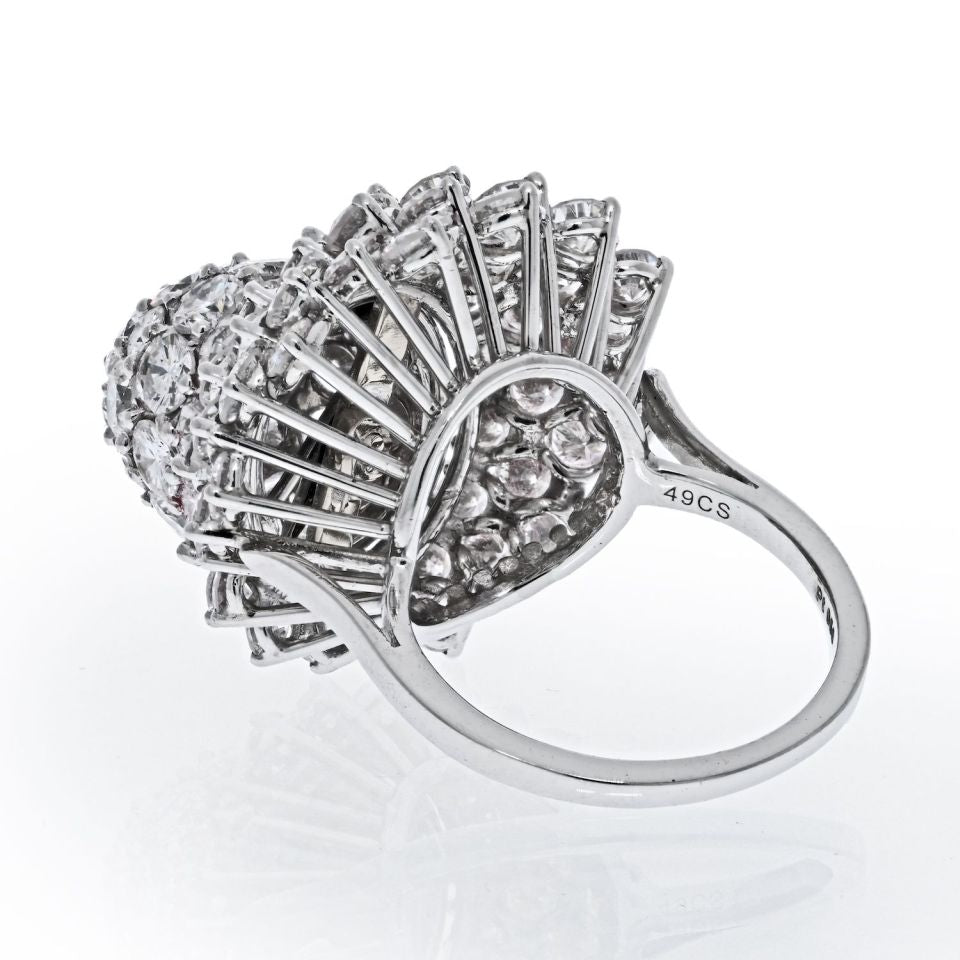 Cartier Platinum 5.85 Carat Diamond Tulip Vintage Ring — view 3 — Laura Milman New York