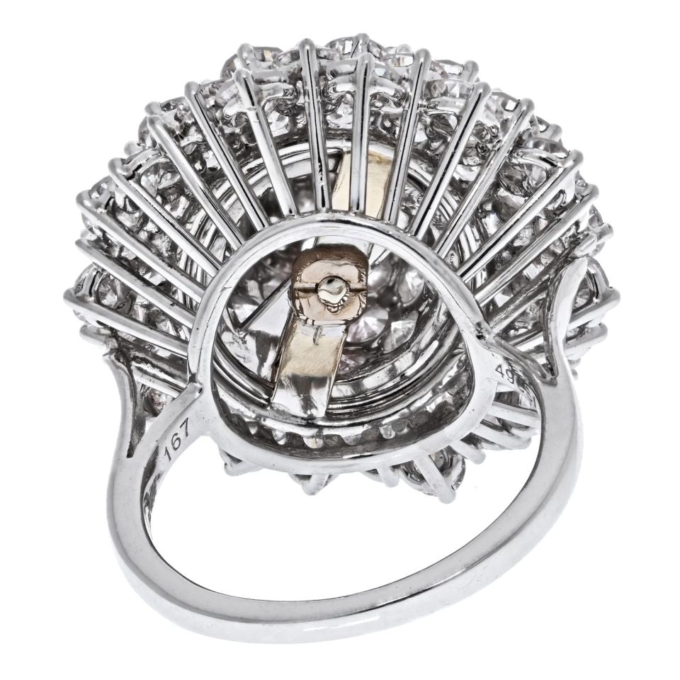 Cartier Platinum 5.85 Carat Diamond Tulip Vintage Ring — view 4 — Laura Milman New York