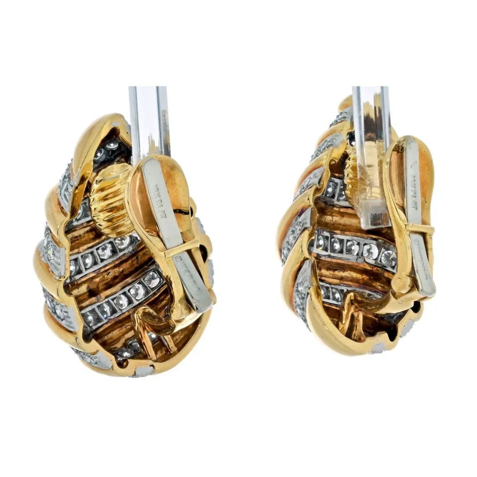 David Webb 18K Yellow Gold 7 Carat Diamond Tear Drop Clip On Earrings — view 3 — Laura Milman New York