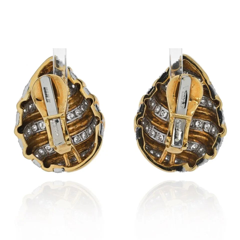 David Webb 18K Yellow Gold 7 Carat Diamond Tear Drop Clip On Earrings — view 4 — Laura Milman New York