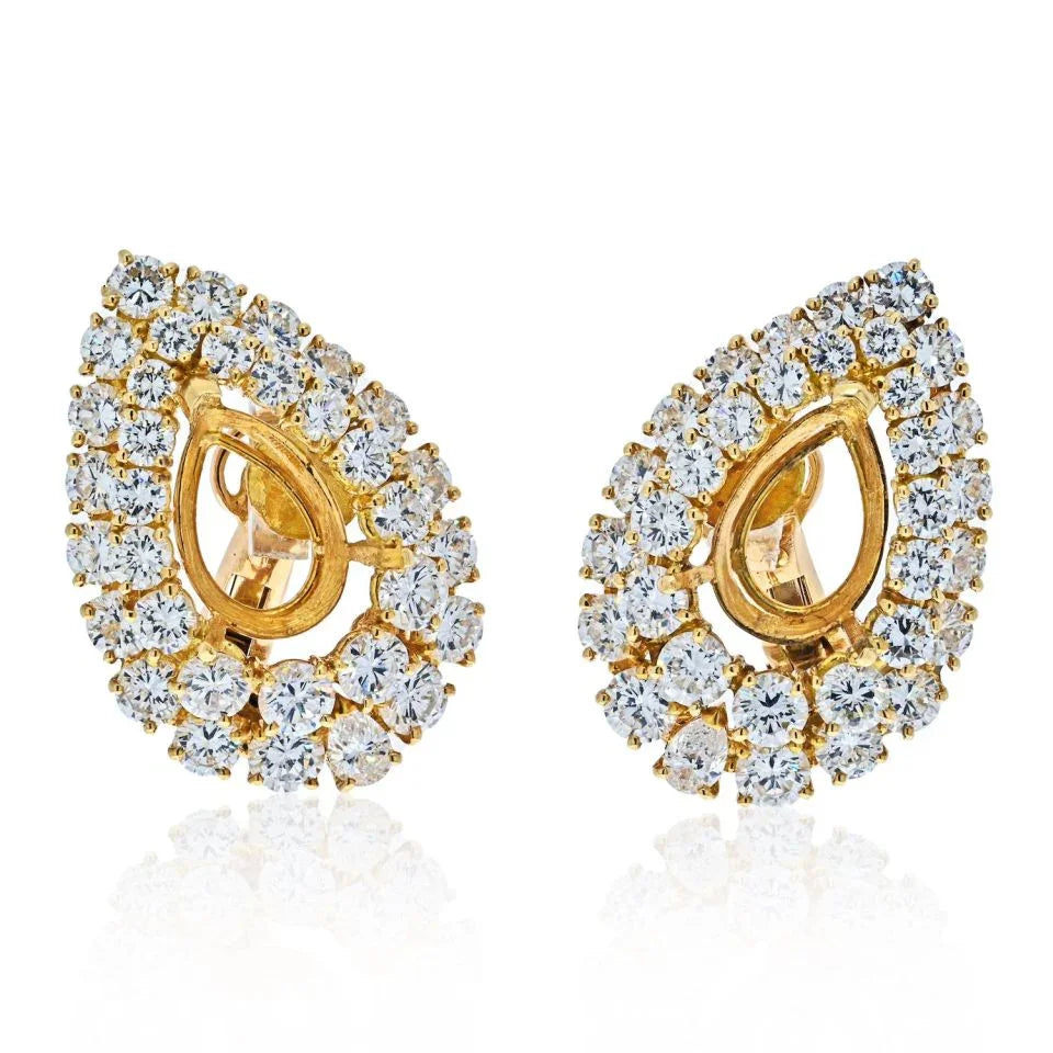 Boucheron 18K Yellow Gold Diamond Mountings For Pear Cut Centers Earrings — Laura Milman New York