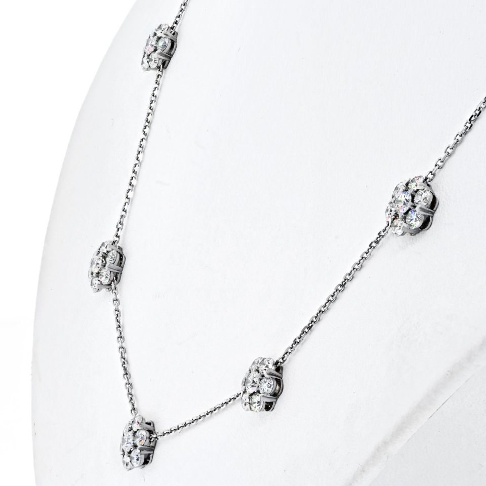Van Cleef & Arpels Diamond 18K White Gold Fleurette Necklace — view 4 — Laura Milman New York