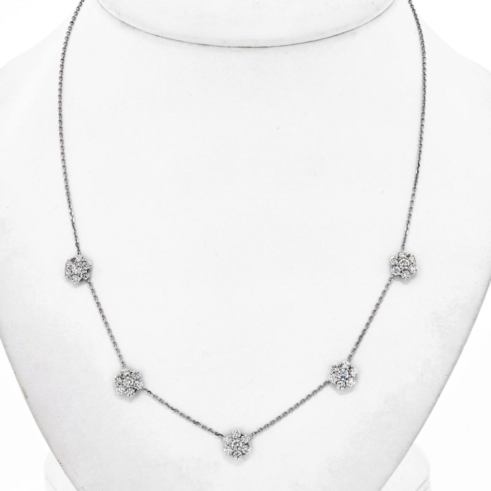 Van Cleef & Arpels Diamond 18K White Gold Fleurette Necklace — Laura Milman New York