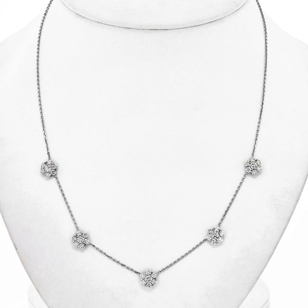Pre-Owned Van Cleef & Arpels Diamond 18K White Gold Fleurette Necklace - Van Cleef & Arpels Necklace