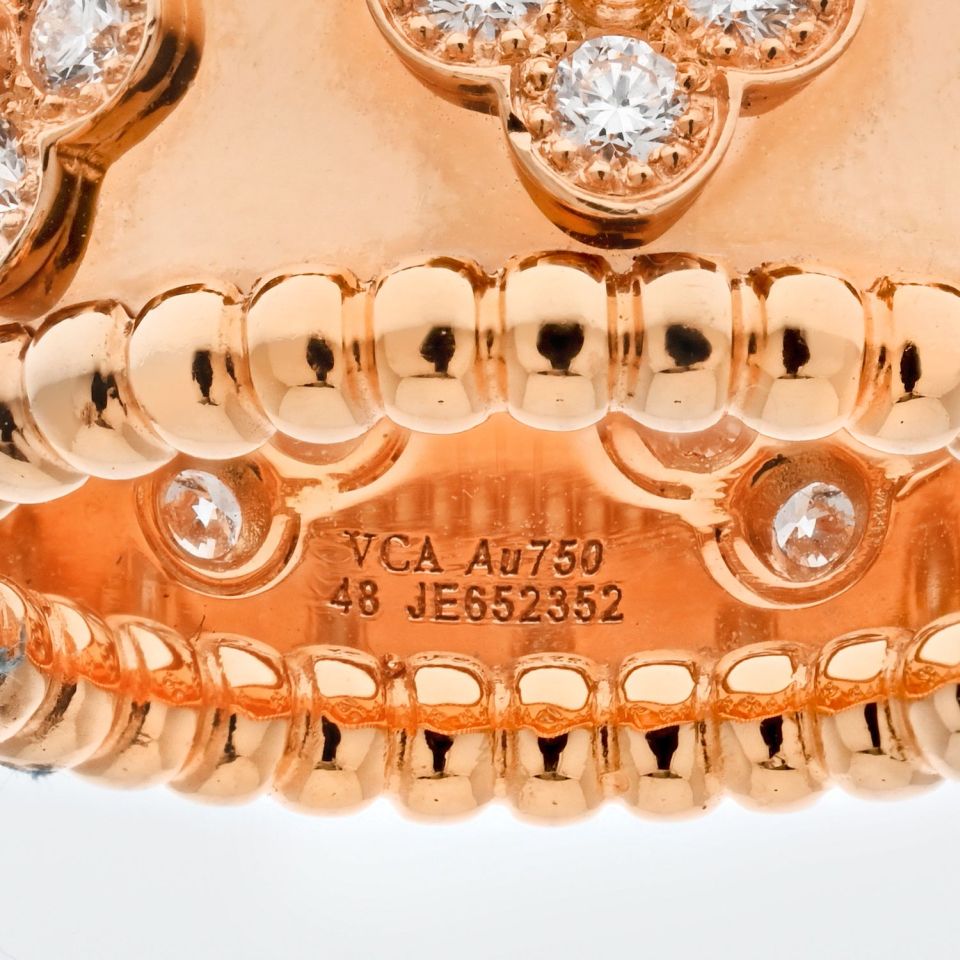 Van Cleef & Arpels 18K YG Perlee Diamond Ring, Size 4.5