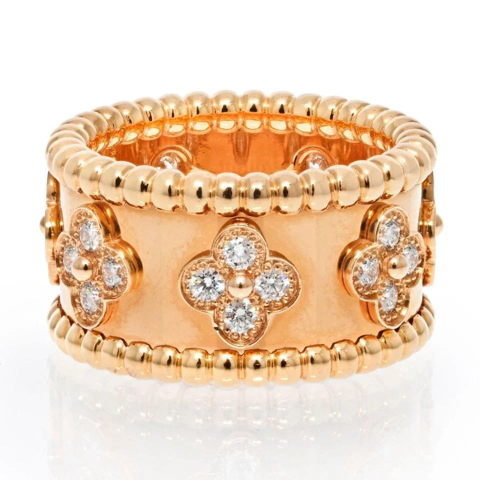 Van Cleef & Arpels 18K Yellow Gold Perlee Diamond Ring — Laura Milman New York