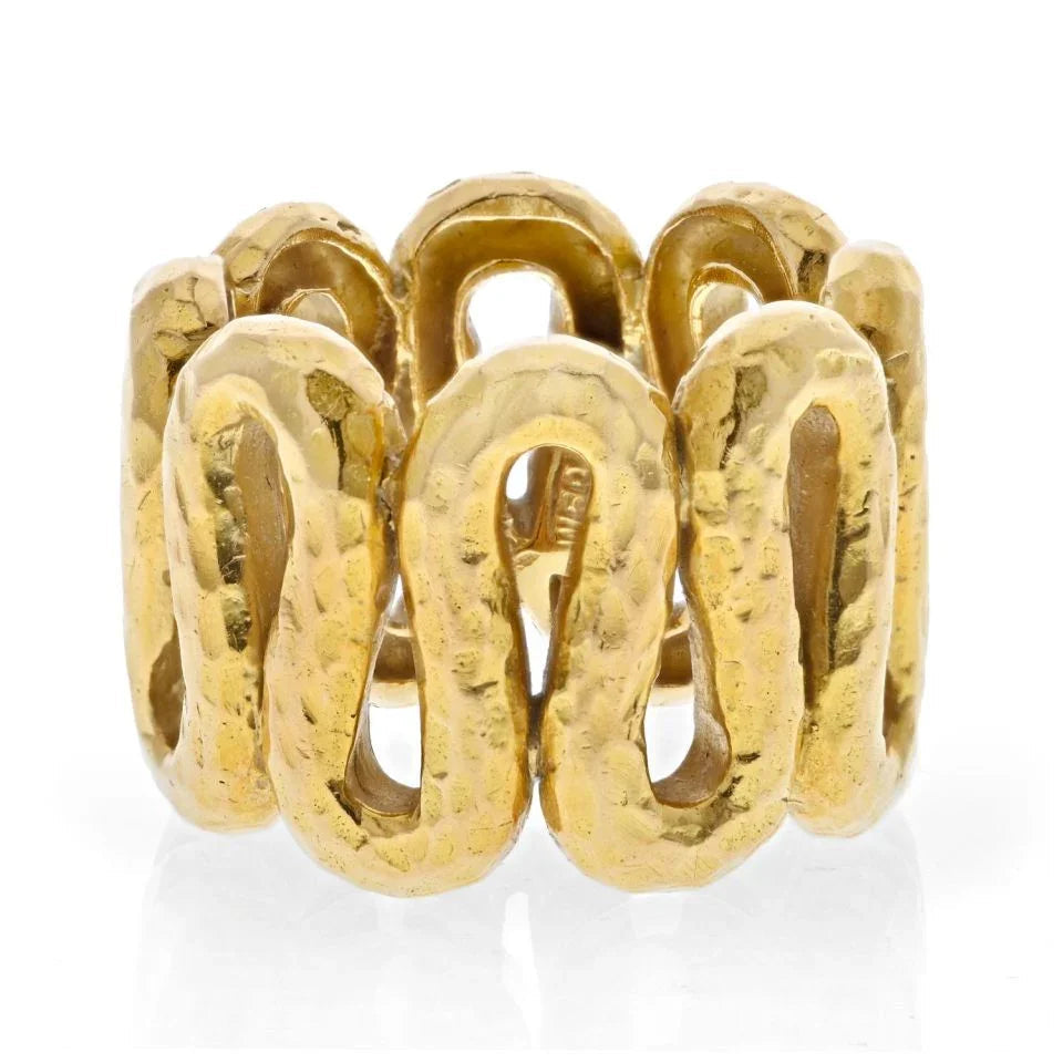 David Webb 18K Yellow Gold Zigzag Hammered Ring — Laura Milman New York
