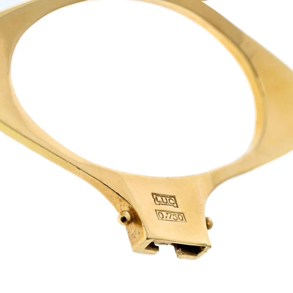Pre-Owned Chopard 18K Yellow Gold 1970's Bark Finish Lapis Dial 1970's Wrist Women Watch view 5 - Chopard — Laura Milman New York