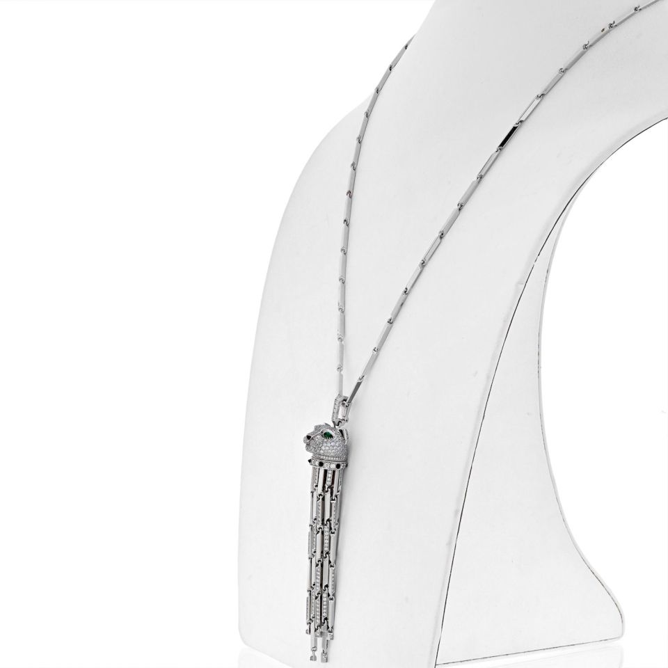 Cartier Panthere Tassel Pendant Necklace in 18K White Gold with Diamonds