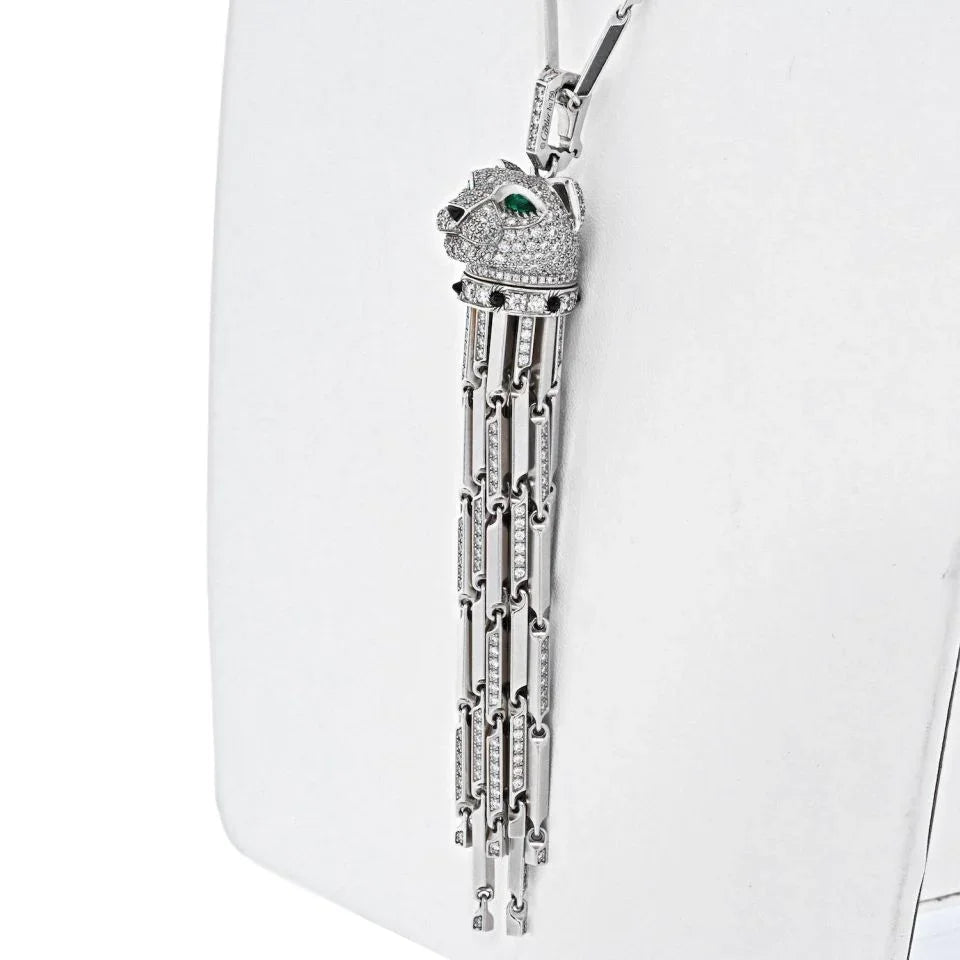 Cartier 18K White Gold Diamond Panthere With Tassels On A Signature Chain Necklace — view 4 — Laura Milman New York