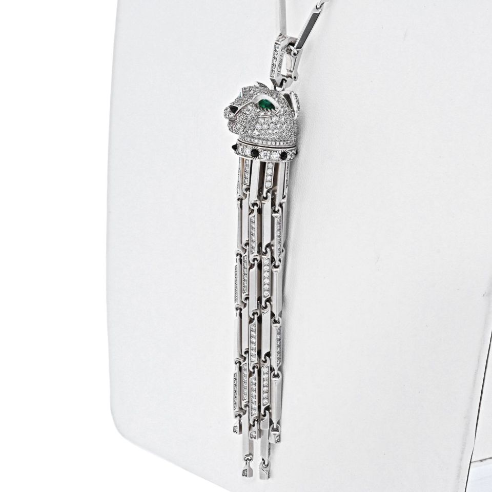 Cartier Panthere Tassel Pendant Necklace in 18K White Gold with Diamonds
