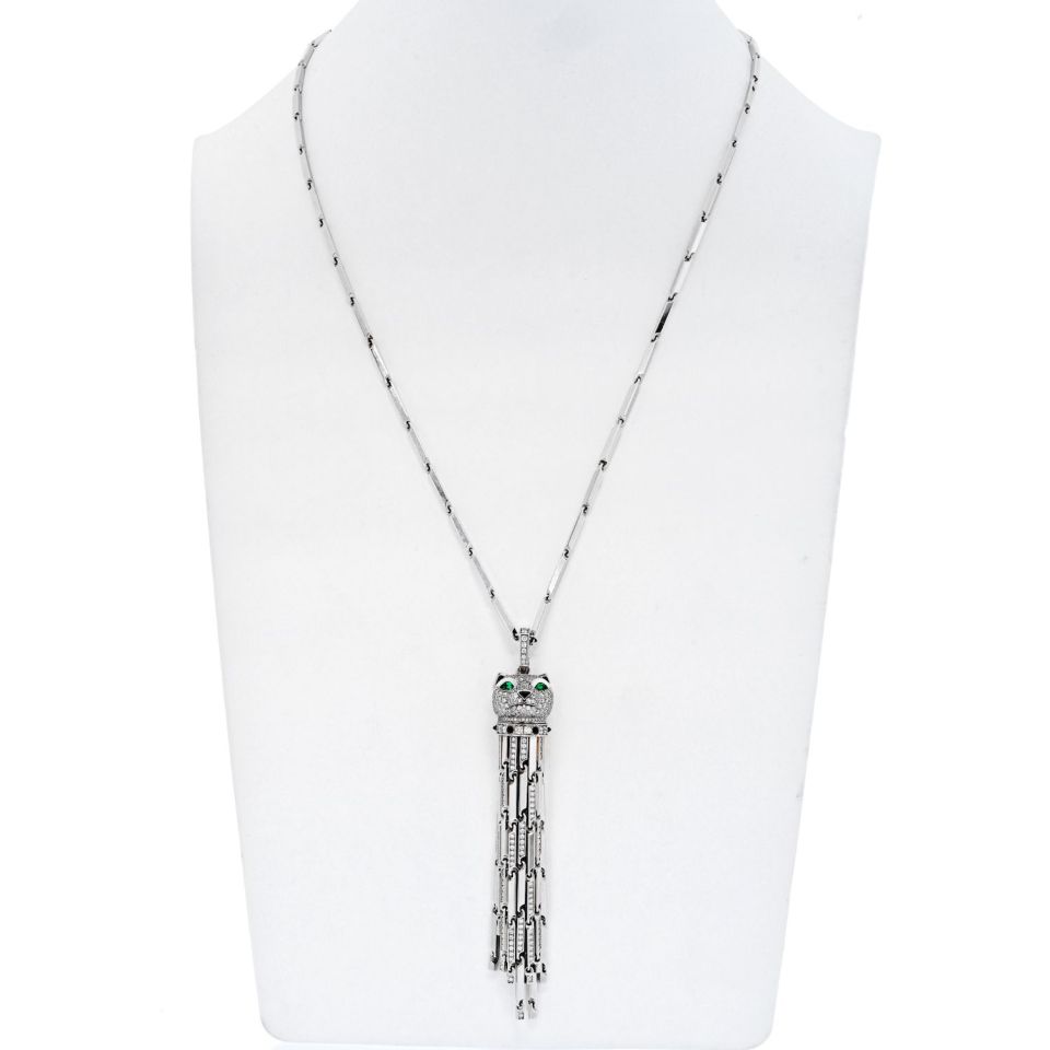 Cartier Panthere Tassel Pendant Necklace in 18K White Gold with Diamonds