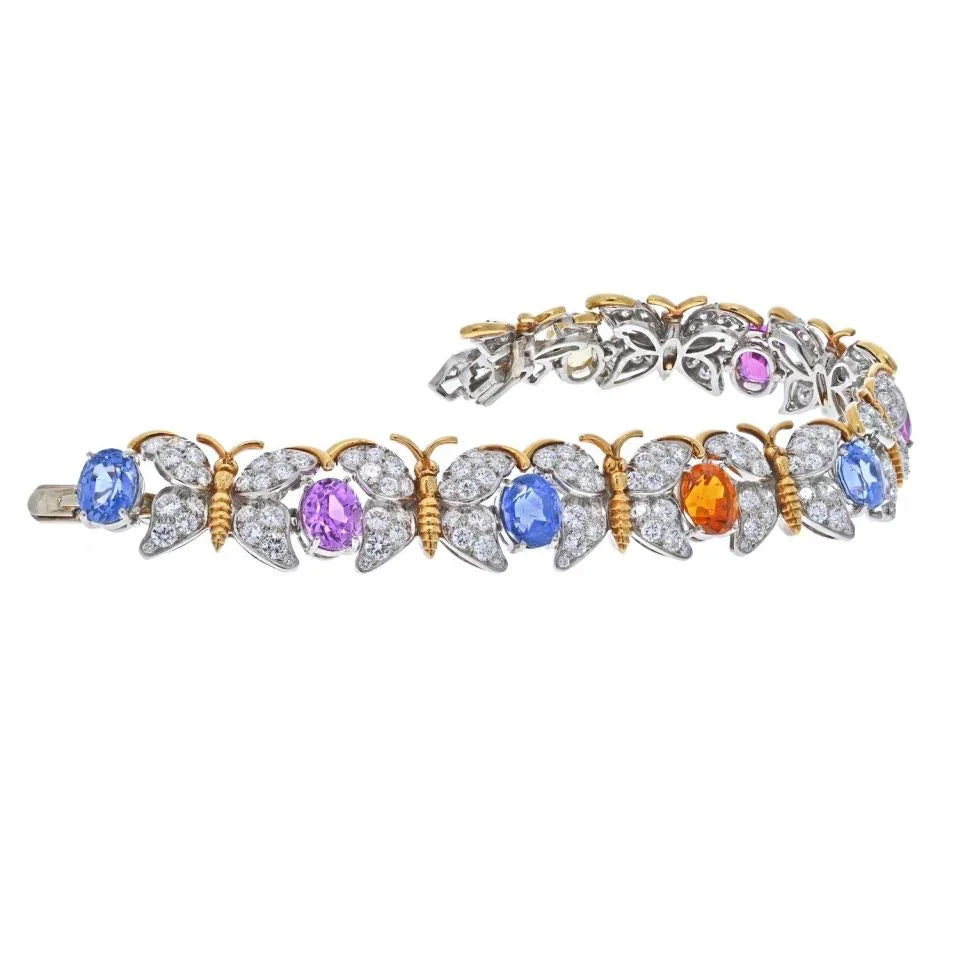 Tiffany & Co. Schlumberger Platinum & 18K Yellow Gold Butterfly Motif Bracelet — view 2 — Laura Milman New York