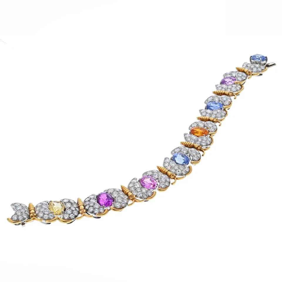 Tiffany & Co. Schlumberger Platinum & 18K Yellow Gold Butterfly Motif Bracelet — view 3 — Laura Milman New York