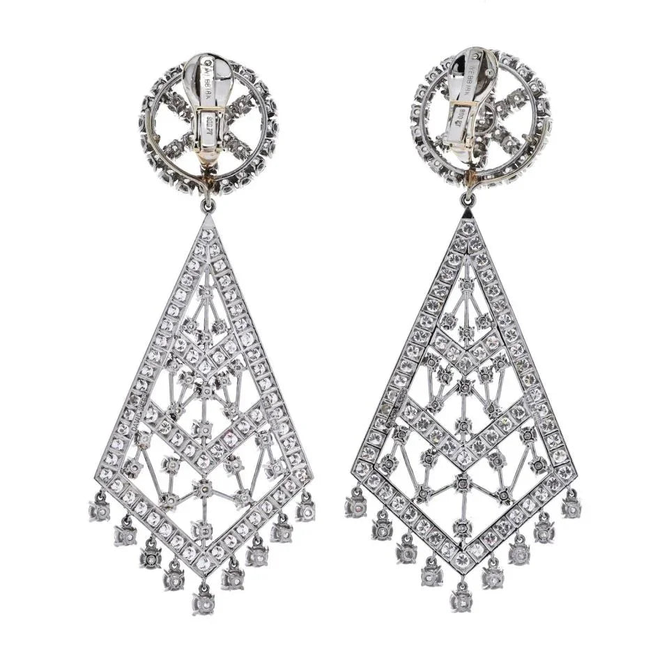 David Webb Platinum 36 Carats Diamond Chandelier Earrings — view 4 — Laura Milman New York