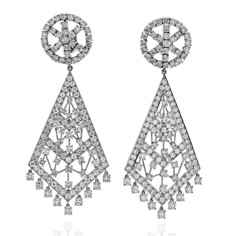 David Webb Platinum 36 Carats Diamond Chandelier Earrings — Laura Milman New York