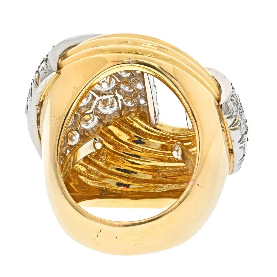 David Webb Platinum & 18K Yellow Gold Cocktail Diamond Fluted Ring — view 4 — Laura Milman New York