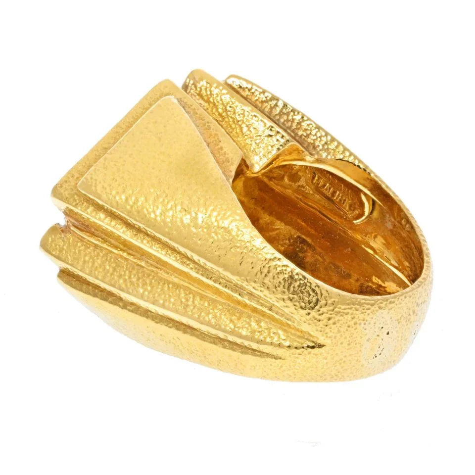 David Webb 18K Yellow Gold Champagne Round Diamond Cocktail Ring — view 3 — Laura Milman New York