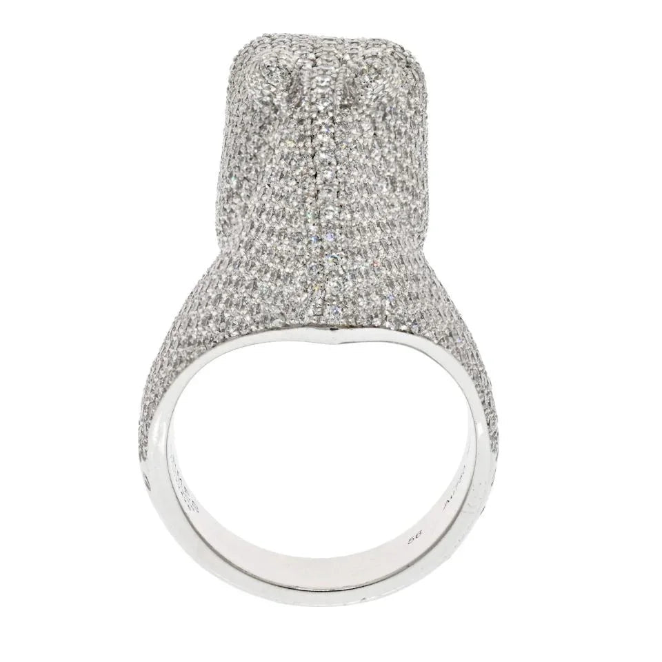 Hermès 18K White Gold 4 Carat Diamond Galop Horse Ring — view 4 — Laura Milman New York