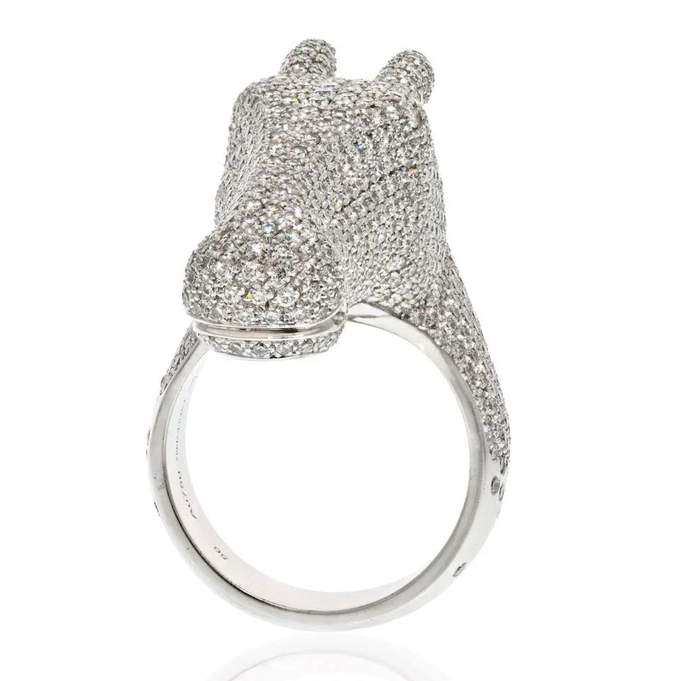 Hermès 18K White Gold 4 Carat Diamond Galop Horse Ring — Laura Milman New York