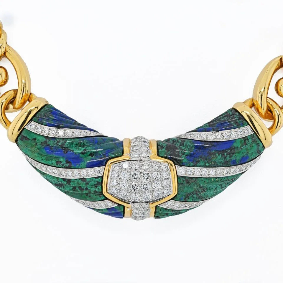 David Webb Platinum & 18K Yellow Gold Dinner Roll Necklace — view 3 — Laura Milman New York