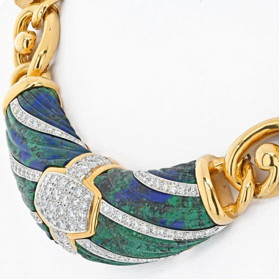 David Webb Platinum & 18K Yellow Gold Dinner Roll Necklace — view 4 — Laura Milman New York
