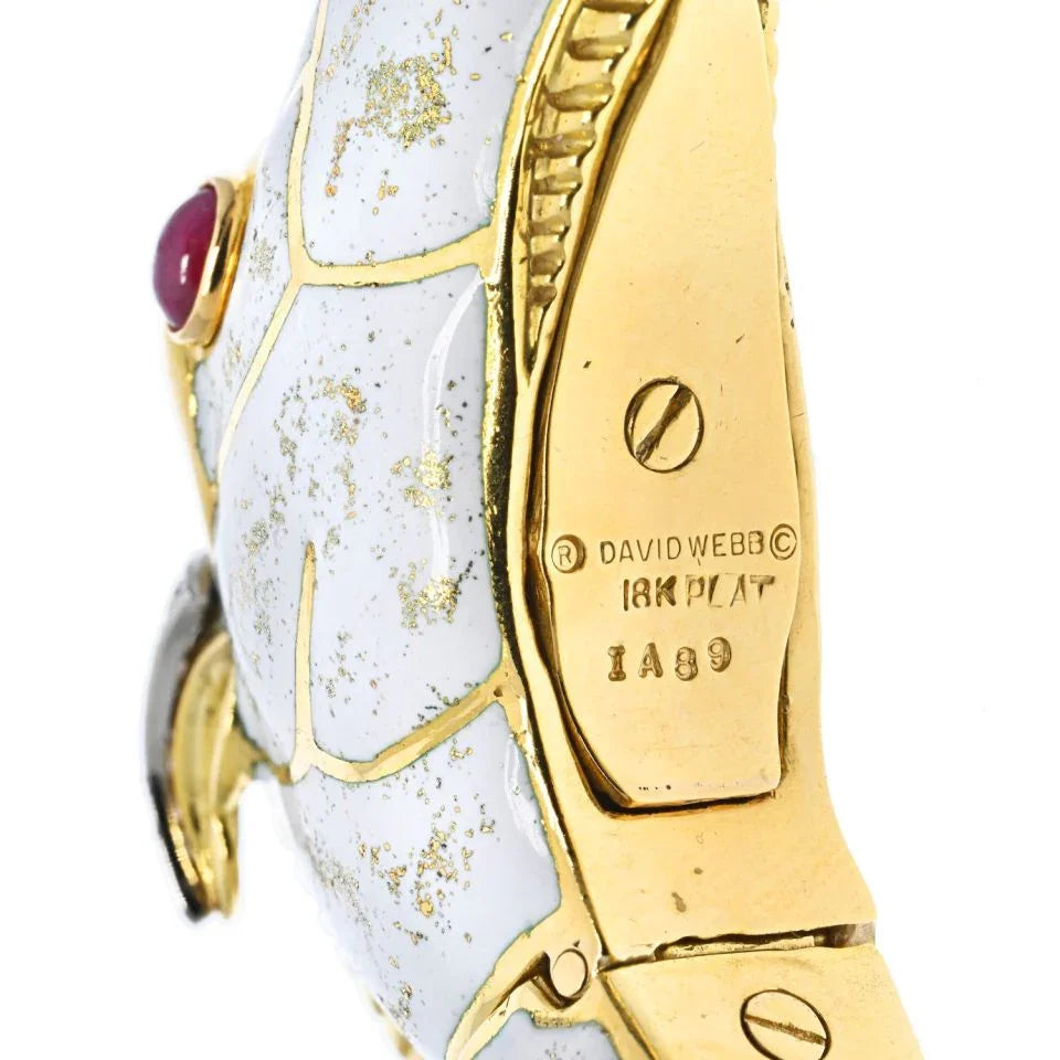 David Webb Platinum & 18K Yellow Gold Dappled White Enamel Diamond Horse Bracelet — view 4 — Laura Milman New York