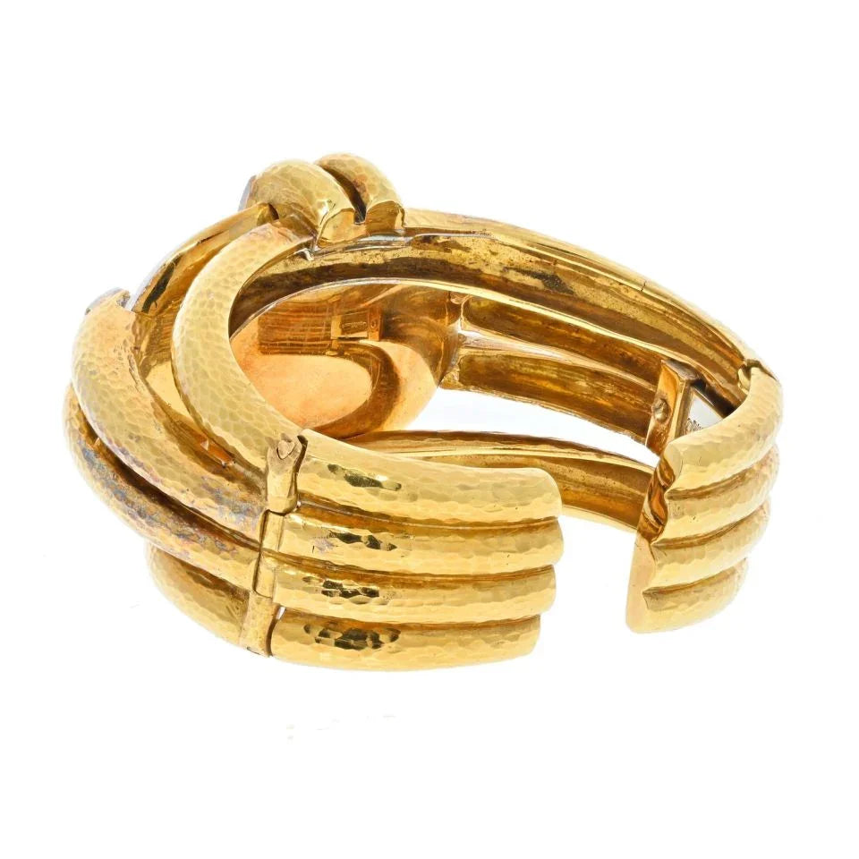 David Webb Platinum & 18K Yellow Gold Notre Dame Rock Crystal Bracelet — view 3 — Laura Milman New York