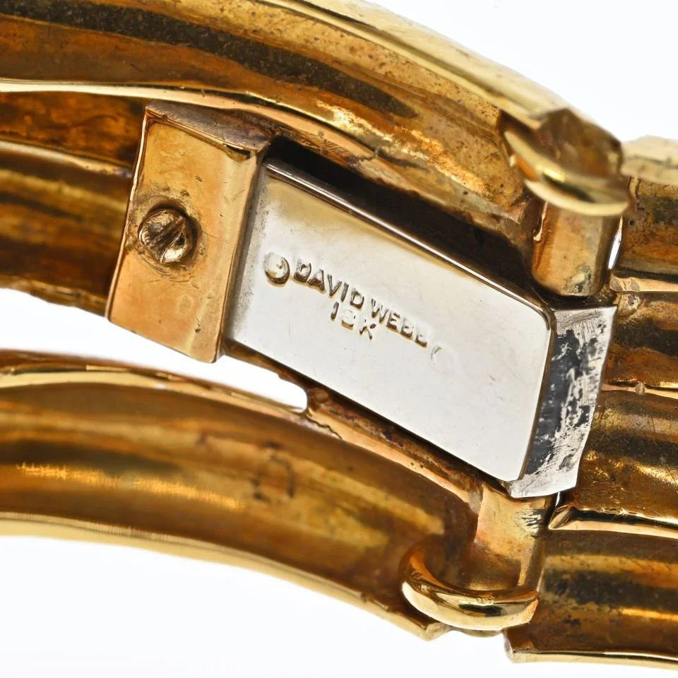 David Webb Platinum & 18K Yellow Gold Notre Dame Rock Crystal Bracelet — view 5 — Laura Milman New York