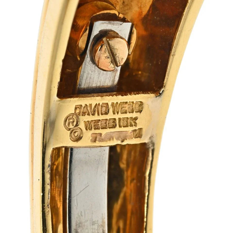 David Webb 18K Yellow Gold Diamond, Cabochon Oval Cut Emerald, Ruby Sapphire Hinged Bracelet — view 5 — Laura Milman New York