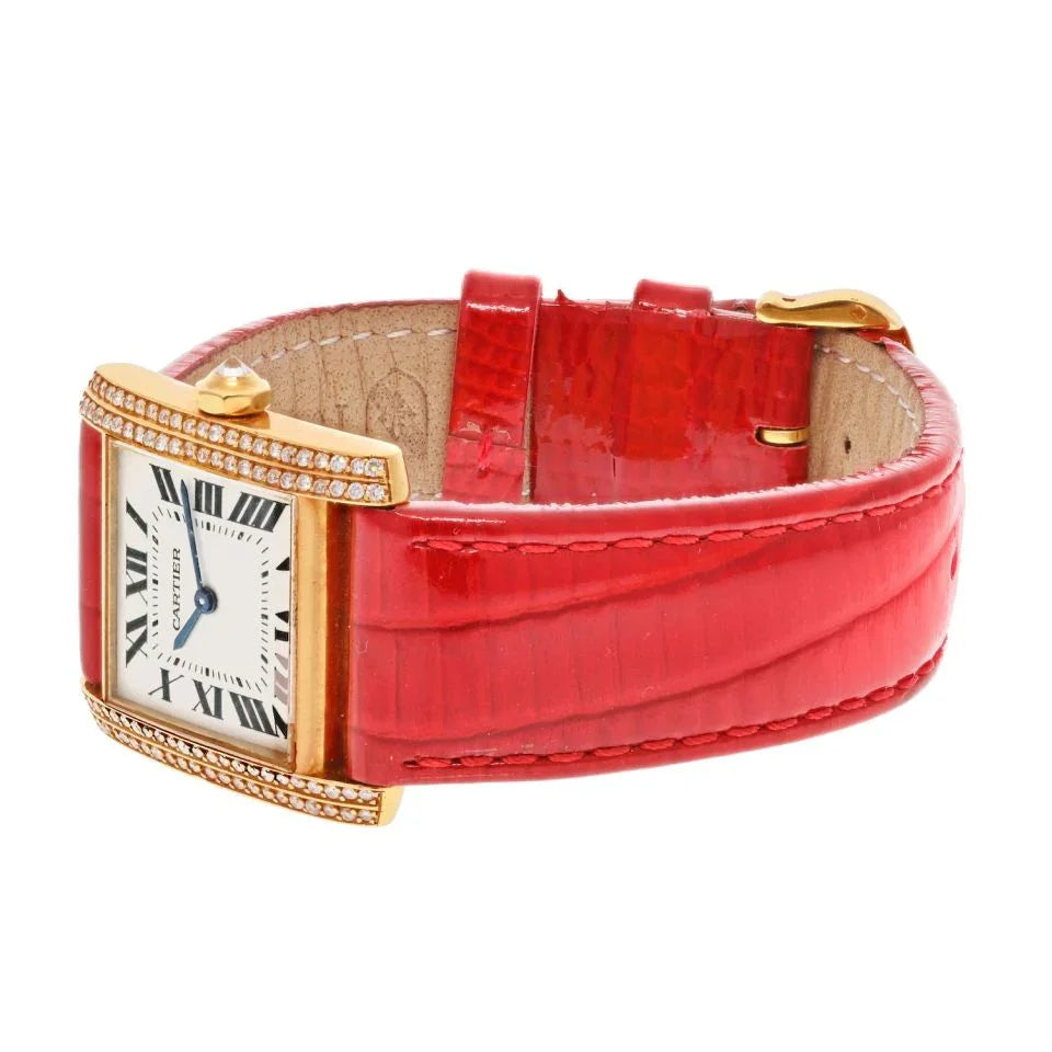 Pre-Owned Cartier 18K Yellow Gold Tank Francaise 25,, Ref 1821 Women Diamond Watch view 2 - Cartier — Laura Milman New York