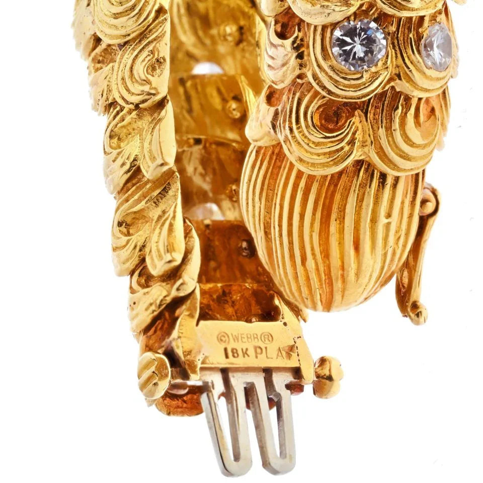 David Webb Platinum & 18K Yellow Gold 21 Carats Scroll Diamond Textured Bracelet — view 5 — Laura Milman New York