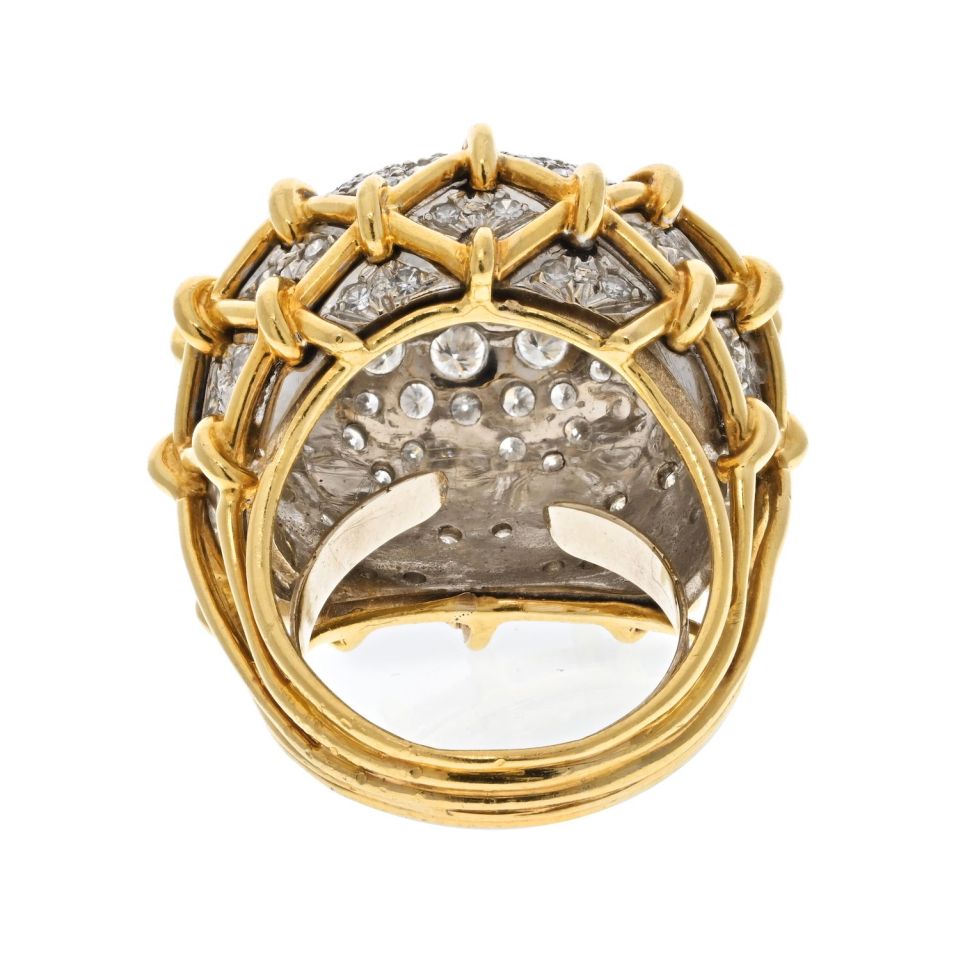 David Webb Platinum & 18K Yellow Gold Geodesic Dome Diamond Ring — view 4 — Laura Milman New York