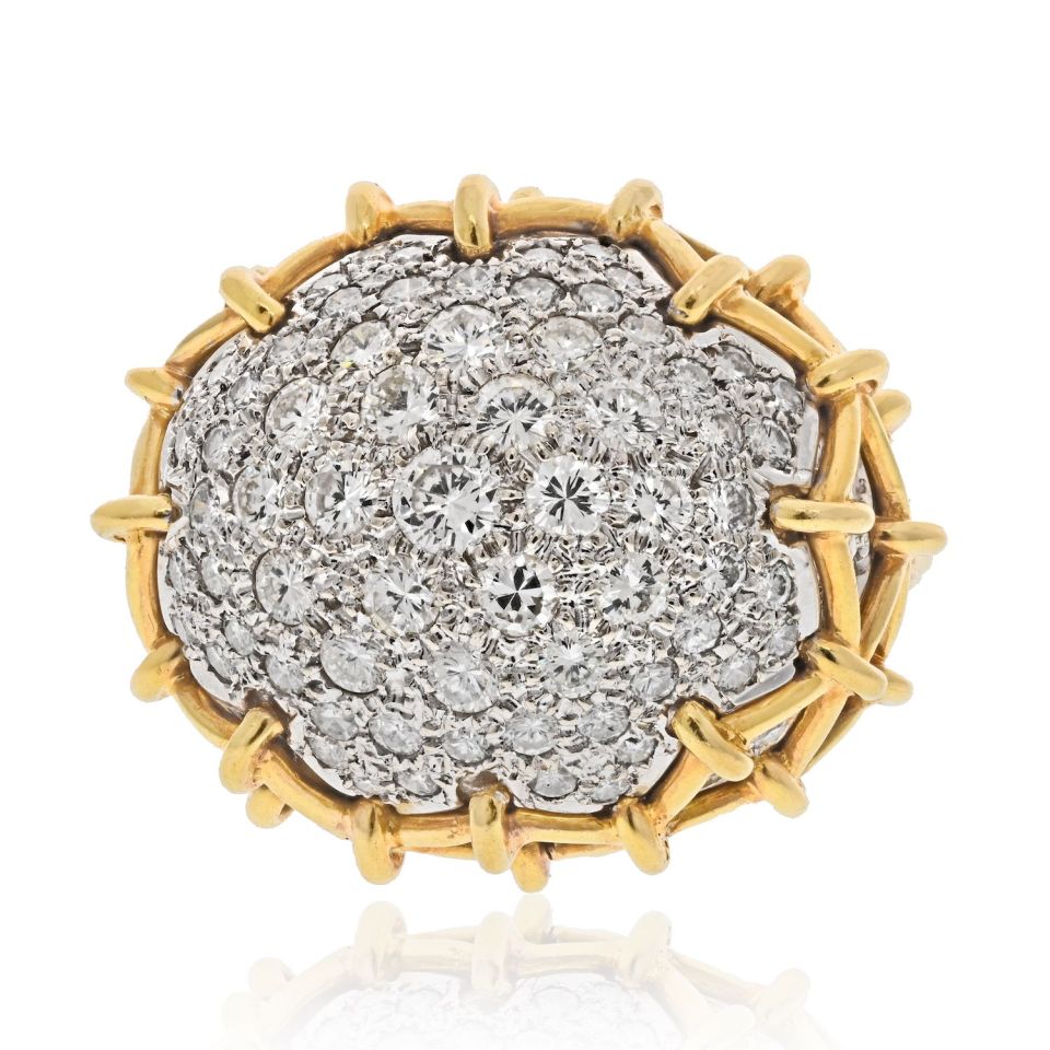 David Webb Platinum & 18K Yellow Gold Geodesic Dome Diamond Ring — Laura Milman New York