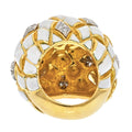 David Webb Platinum & 18K Yellow Gold White Enamel Dome Ring view 4