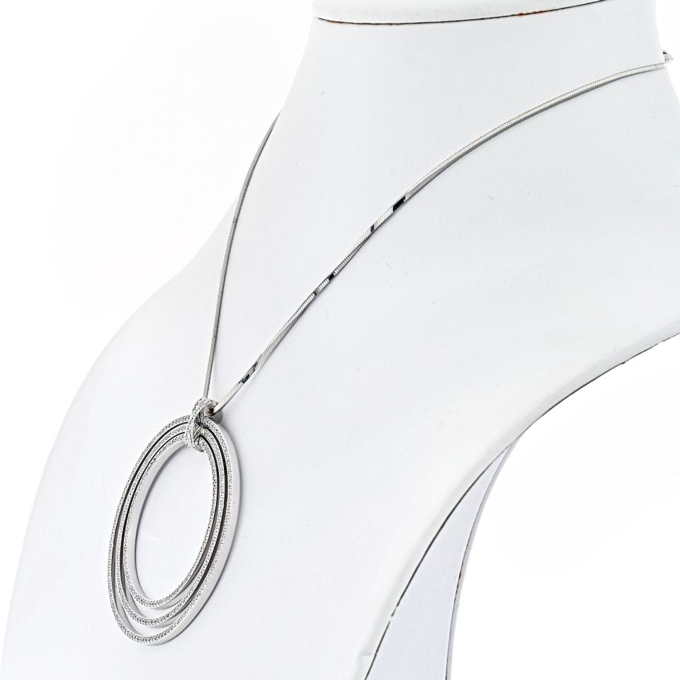 Cartier Diamond 18K White Gold Three Tiered Ring Pave Set Pendant Pendant — view 2 — Laura Milman New York