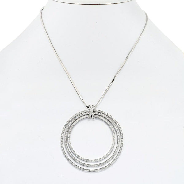 Cartier Diamond 18K White Gold Three Tiered Ring Pave Set Pendant Pendant