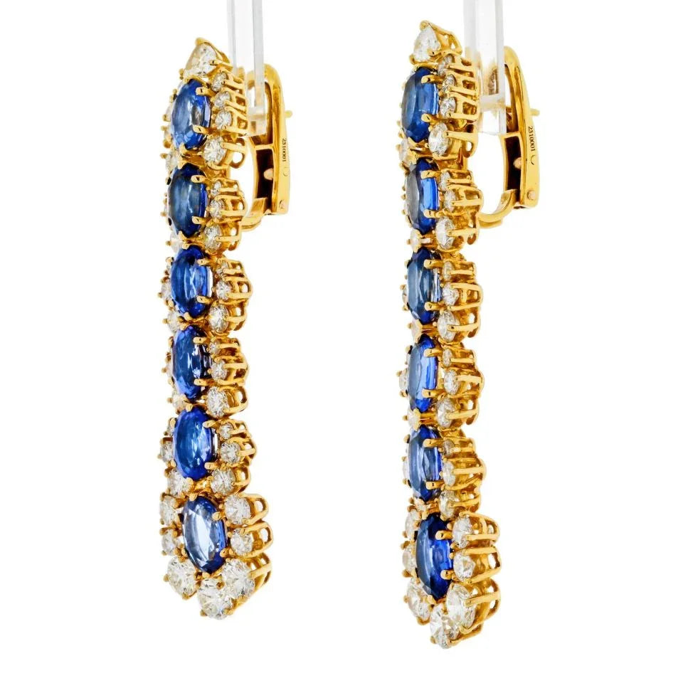 Marina B . 18K Yellow Gold Diamond And Sapphire Drop Earrings — view 2 — Laura Milman New York