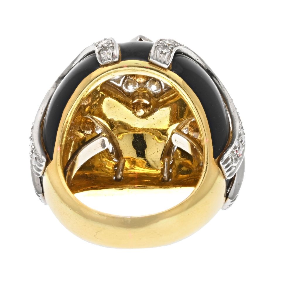David Webb Estate Ring 18K Yellow Gold and Platinum 2 cts Diamond