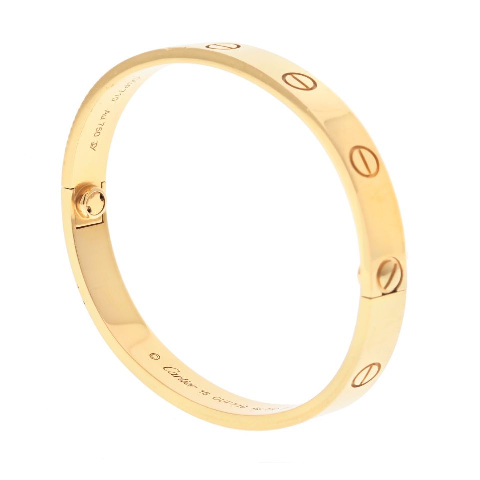 Pre-Owned Cartier Love 18K Yellow Gold Love Bangle Size 16 Bracelet view 3 - Cartier — Laura Milman New York