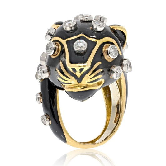 David Webb Estate Ring 18K Yellow Gold and Platinum