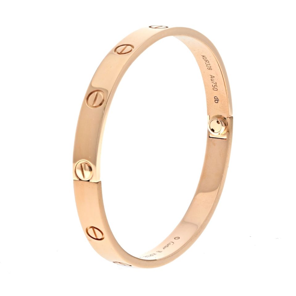 Pre-Owned Cartier Love 18K Rose Gold Love Size 18 Bracelet view 3 - Cartier — Laura Milman New York